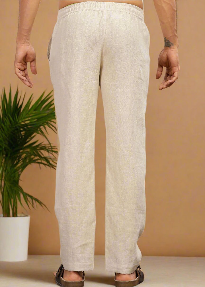 Kurta Pants - Pure Linen Kurta Pants For Men - Ecru