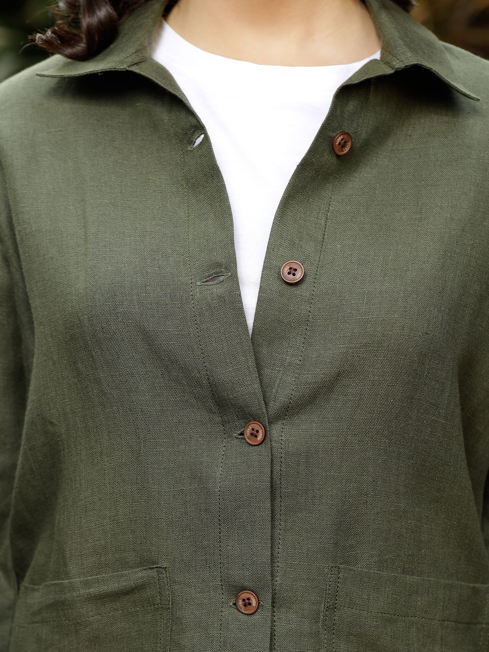 Emma - Regular Collar Shacket - Military Green