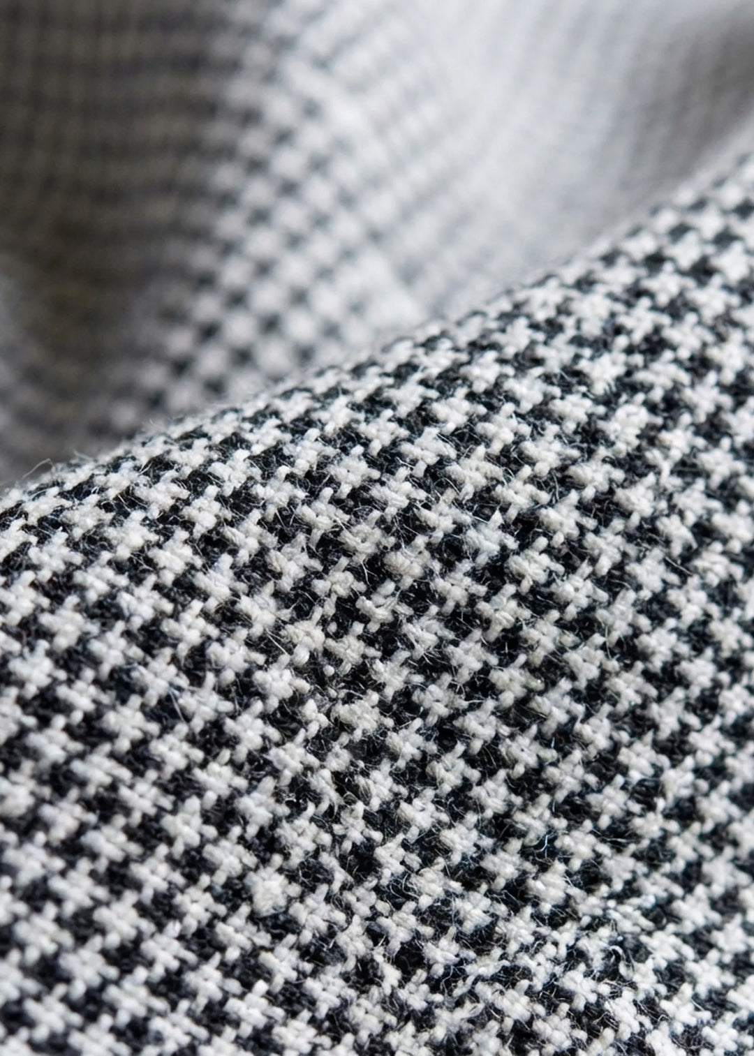 Jay - Pure Linen Appliqué Half Sleeve Shirt - Black Houndstooth