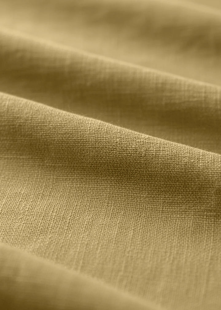 Zaeden - Pure Linen V Neck Full Sleeve Short Kurta Shirt - Sunburst Yellow