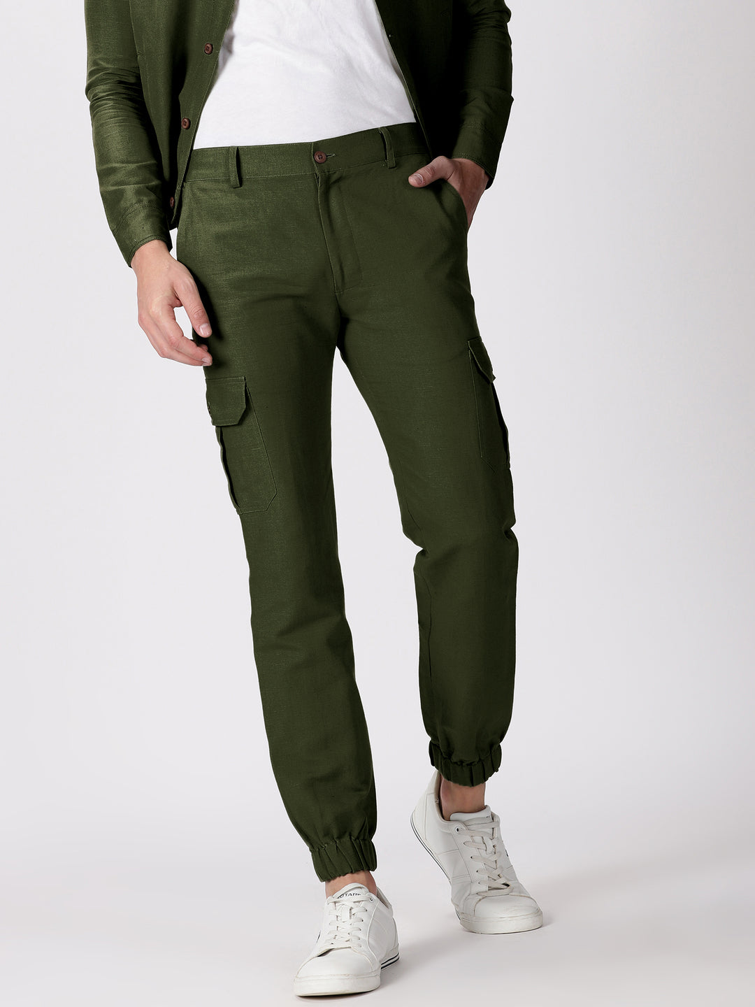 Dark Green Linen Jacket & Jogger Co-Ord Set