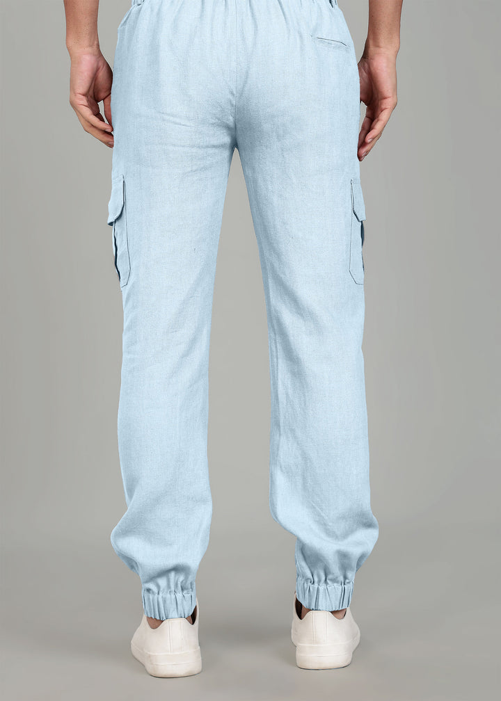 Finn - Linen Joggers - Pastel Blue