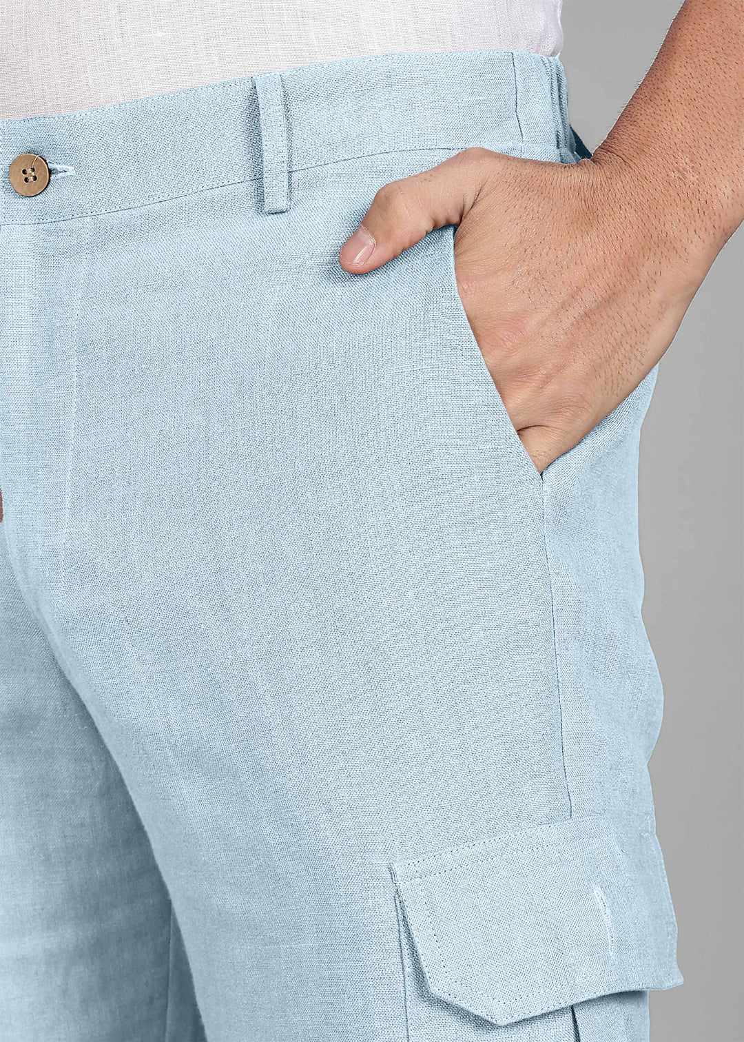 Finn - Linen Joggers - Pastel Blue