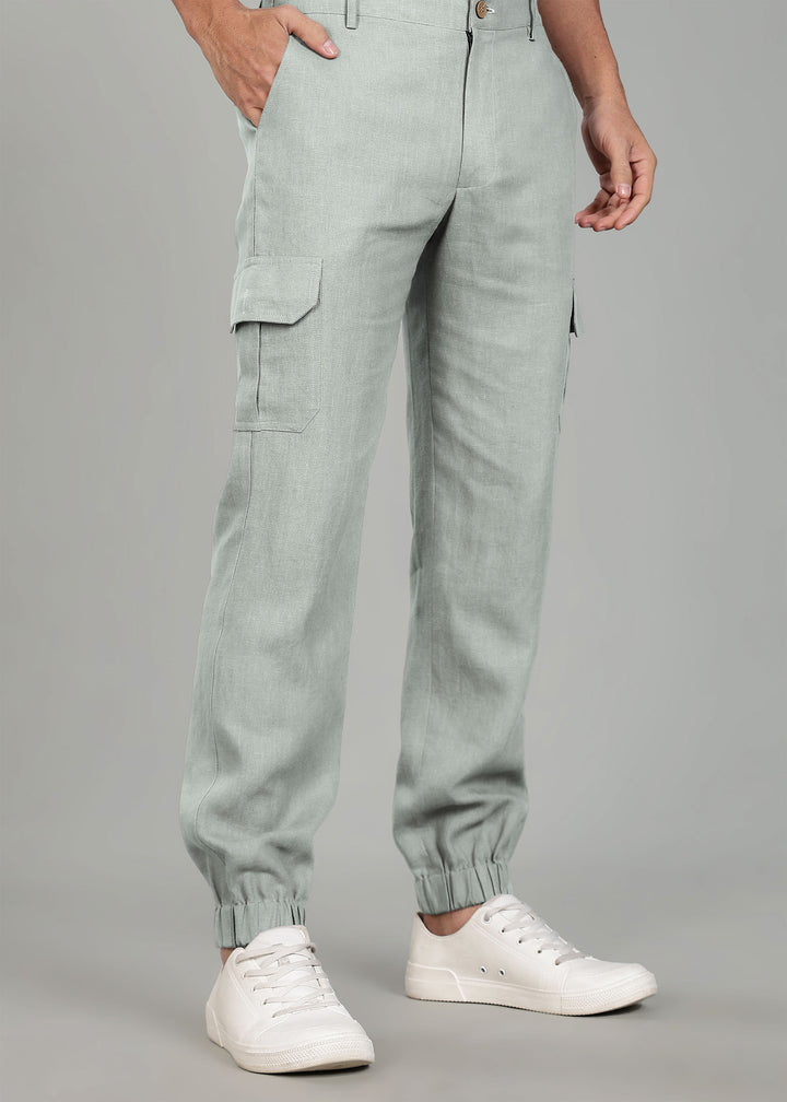 Finn - Linen Joggers - Slow Green