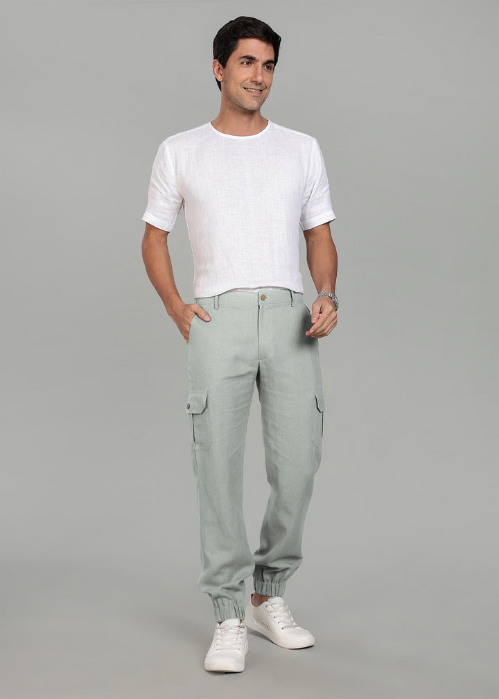 Finn - Linen Joggers - Slow Green