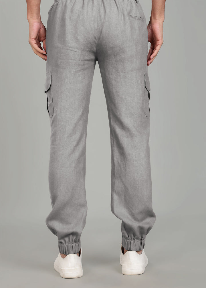 Finn - Linen Joggers - Steel Grey