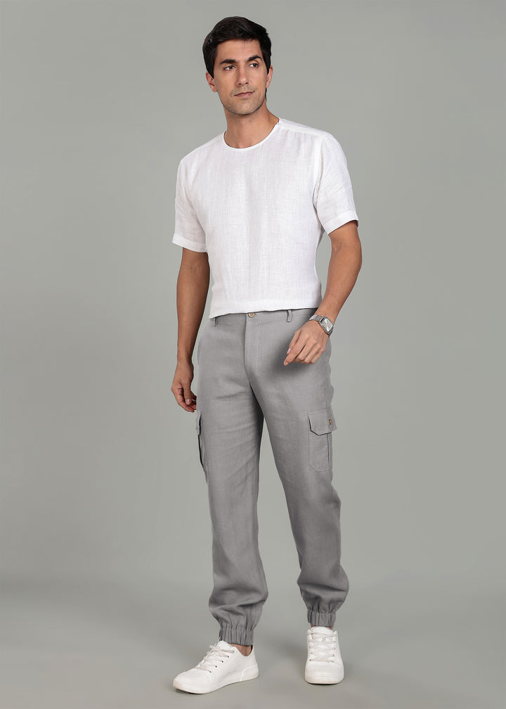 Finn - Linen Joggers - Steel Grey