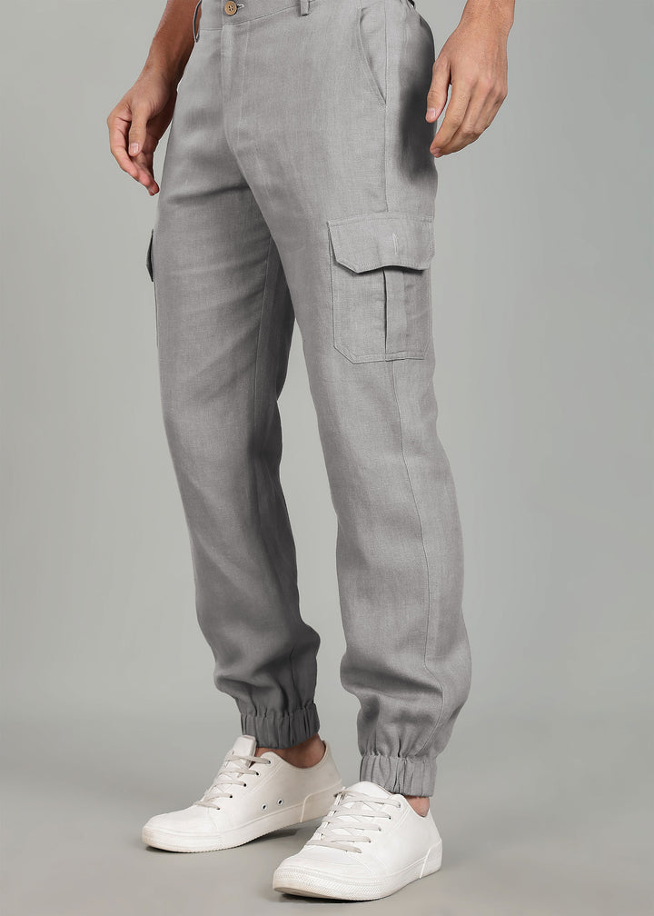Finn - Linen Joggers - Steel Grey
