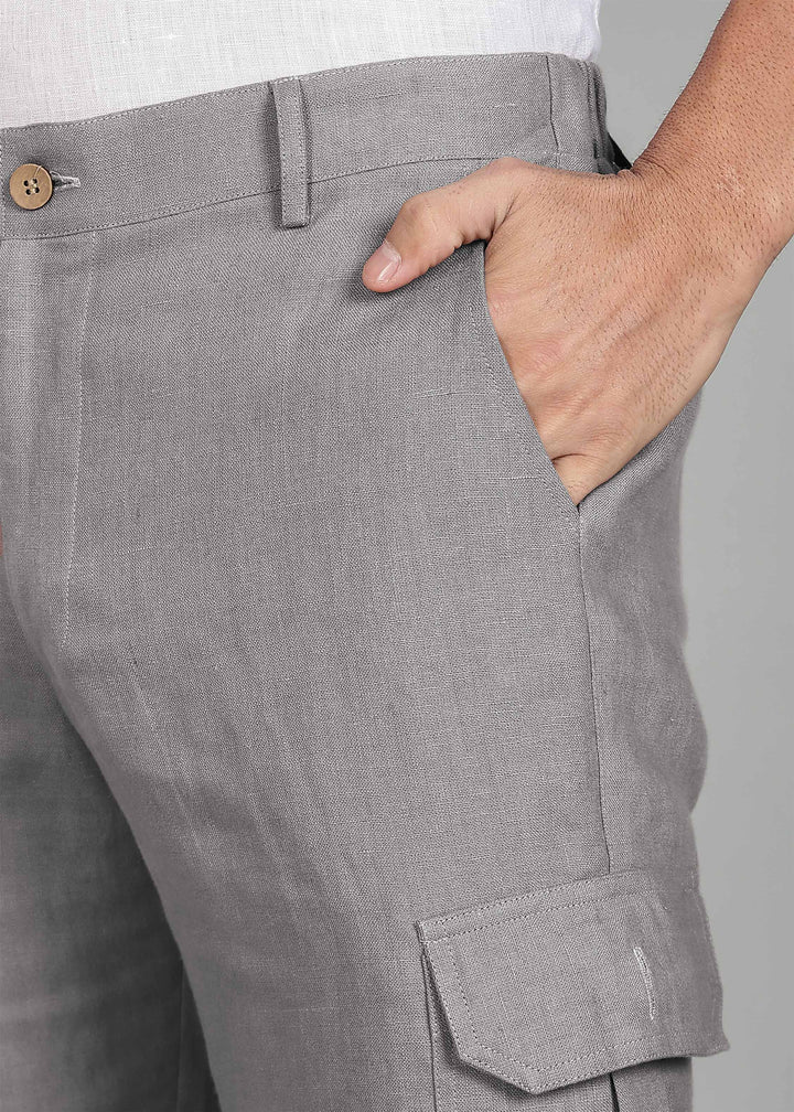 Finn - Linen Joggers - Steel Grey