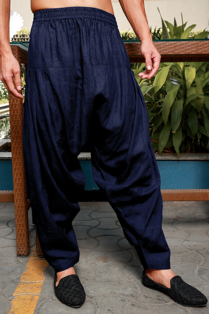 Han - Pure Linen Pathani Pyjama - Dark Blue