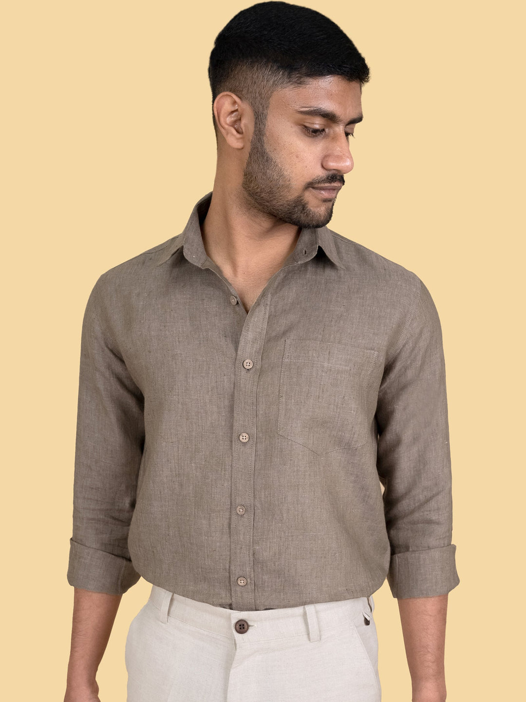 Harvey - Pure Linen Full Sleeve Shirt - Berry Brown | Rescue