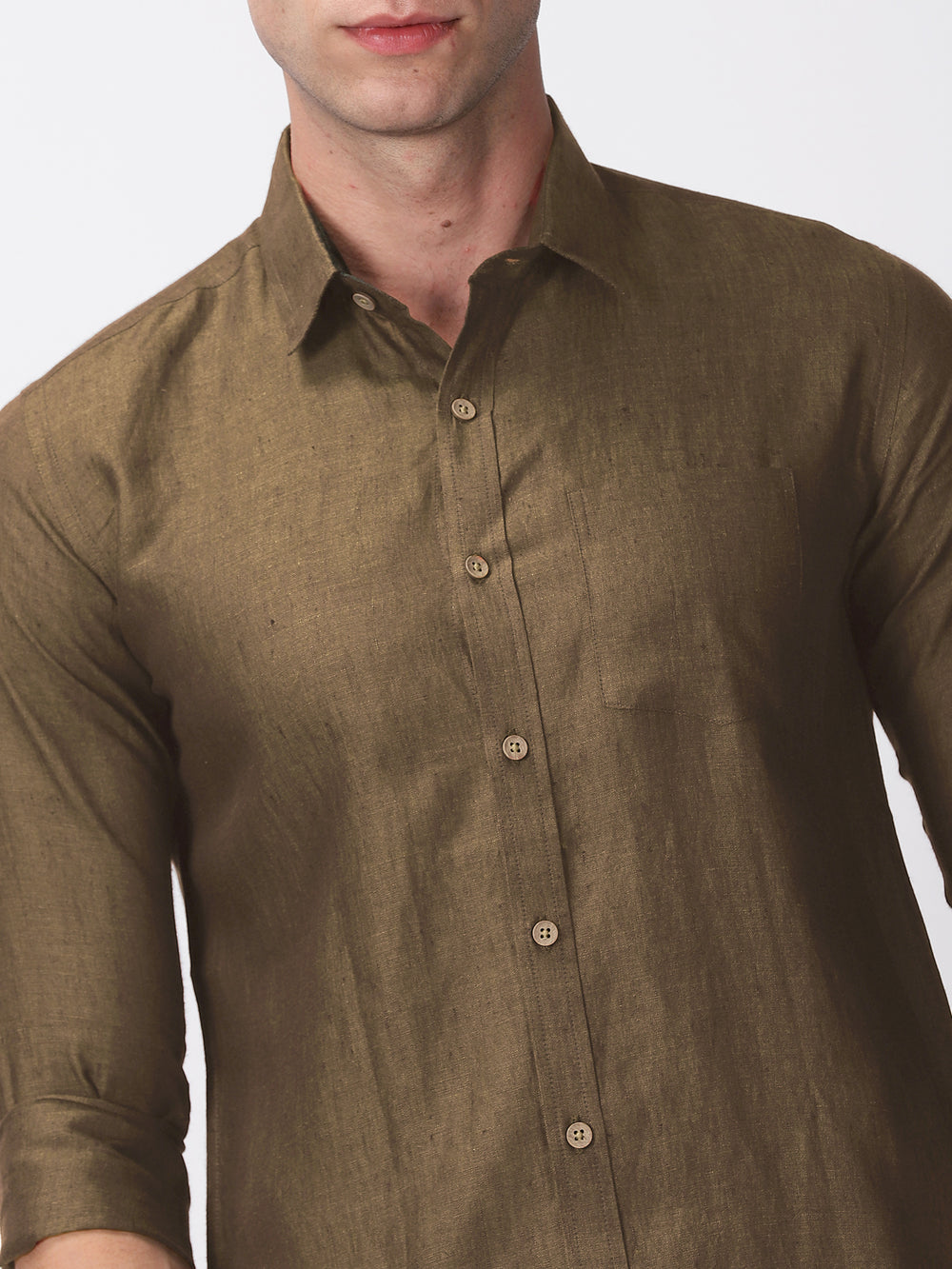 Harvey - Pure Linen Full Sleeve Shirt - Hazelnut Brown