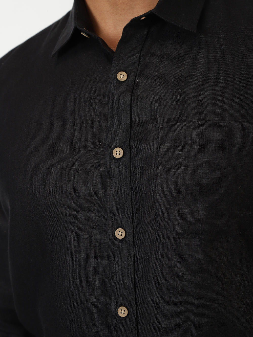 Harvey - Pure Linen Full Sleeve Shirt - Black