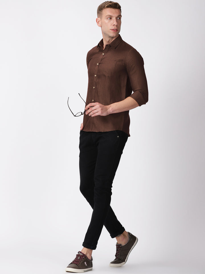 Coffee Brown Pure Linen Full Sleeve Shirt – Linen Trail
