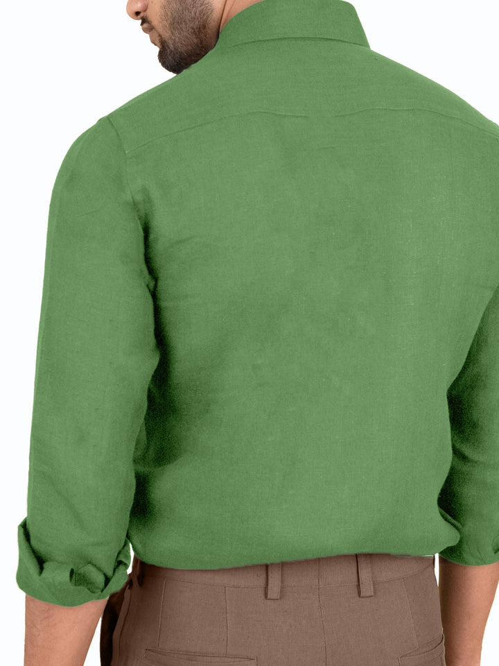 Harvey - Pure Linen Full Sleeve Shirt - Fern Green | Rescue