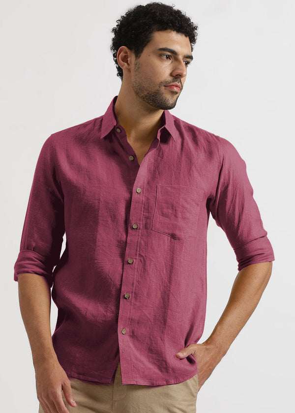 Harvey - Pure Linen Full Sleeve Shirt - Twilight Purple