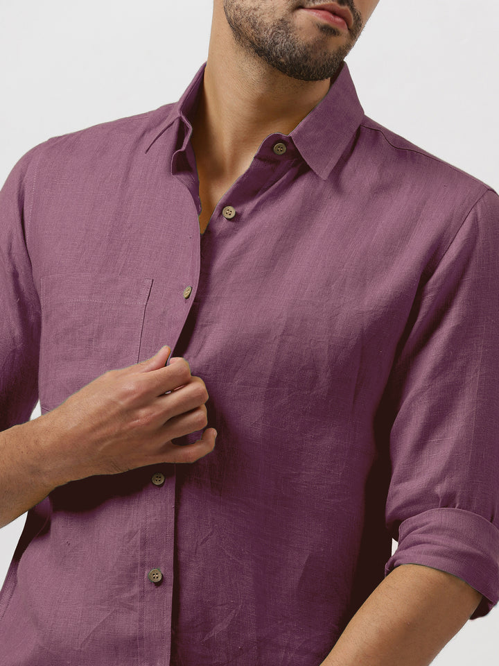 Harvey - Pure Linen Full Sleeve Shirt - Twilight Purple