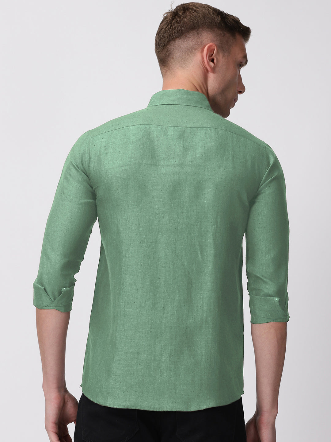 Harvey - Pure Linen Full Sleeve Shirt - Smoke Green