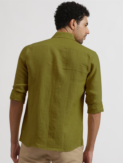 Harvey - Pure Linen Full Sleeve Shirt - Sap Green