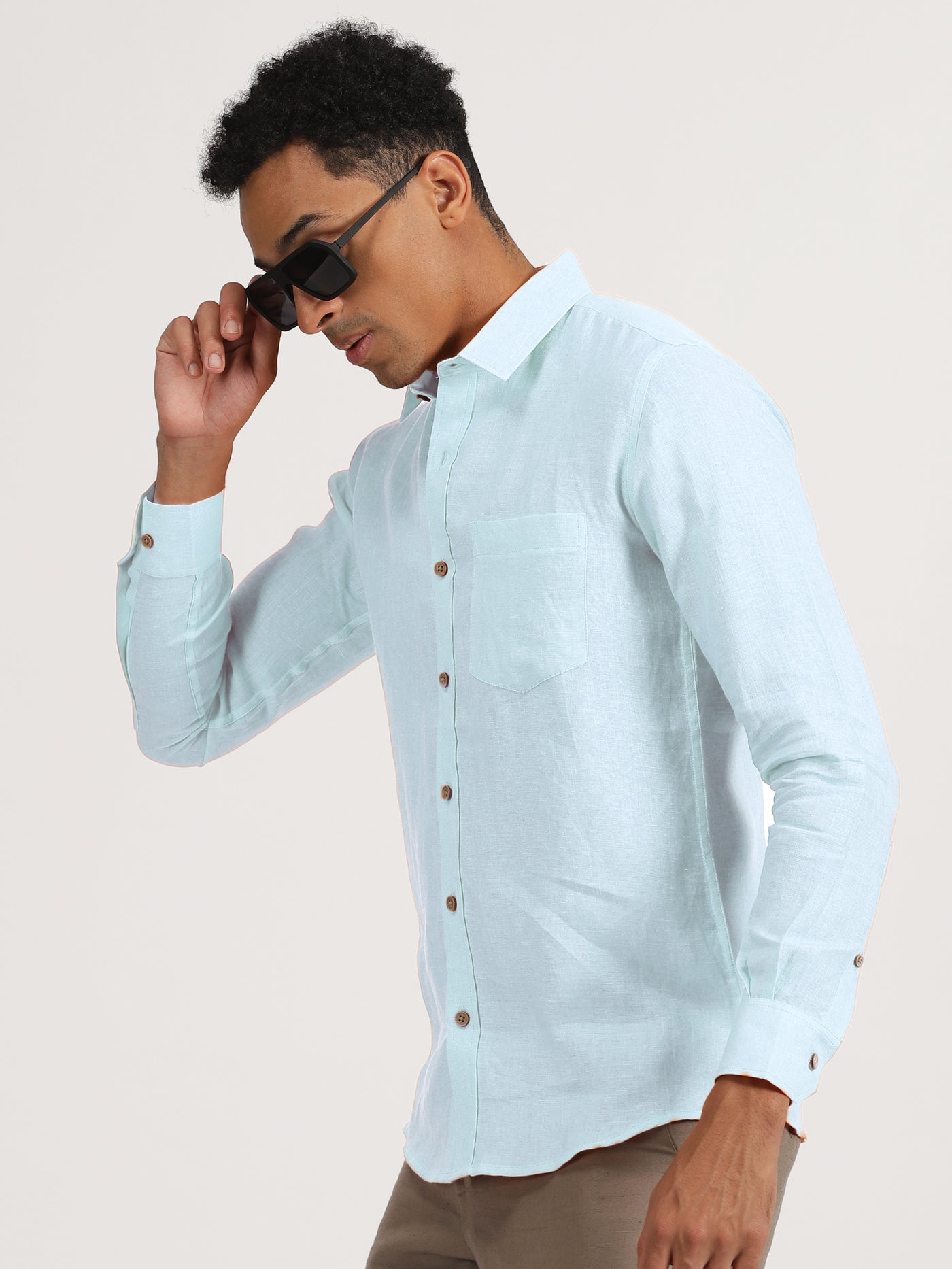 Harvey - Pure Linen Full Sleeve Shirt - Sky Blue
