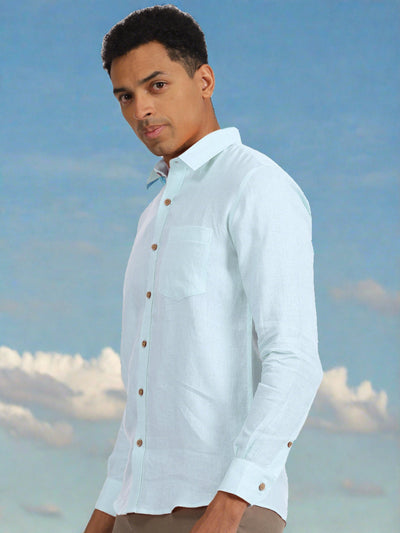 Harvey - Pure Linen Full Sleeve Shirt - Sky Blue