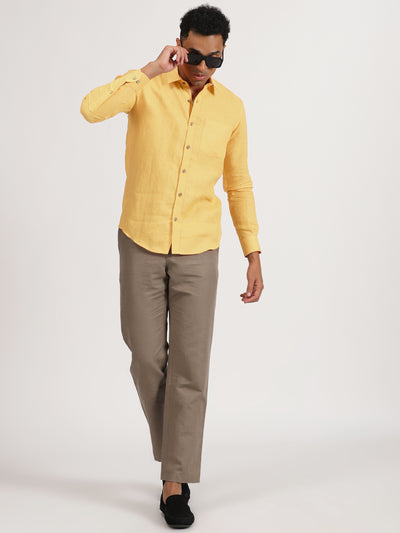 Harvey - Pure Linen Full Sleeve Shirt - Spectra Yellow