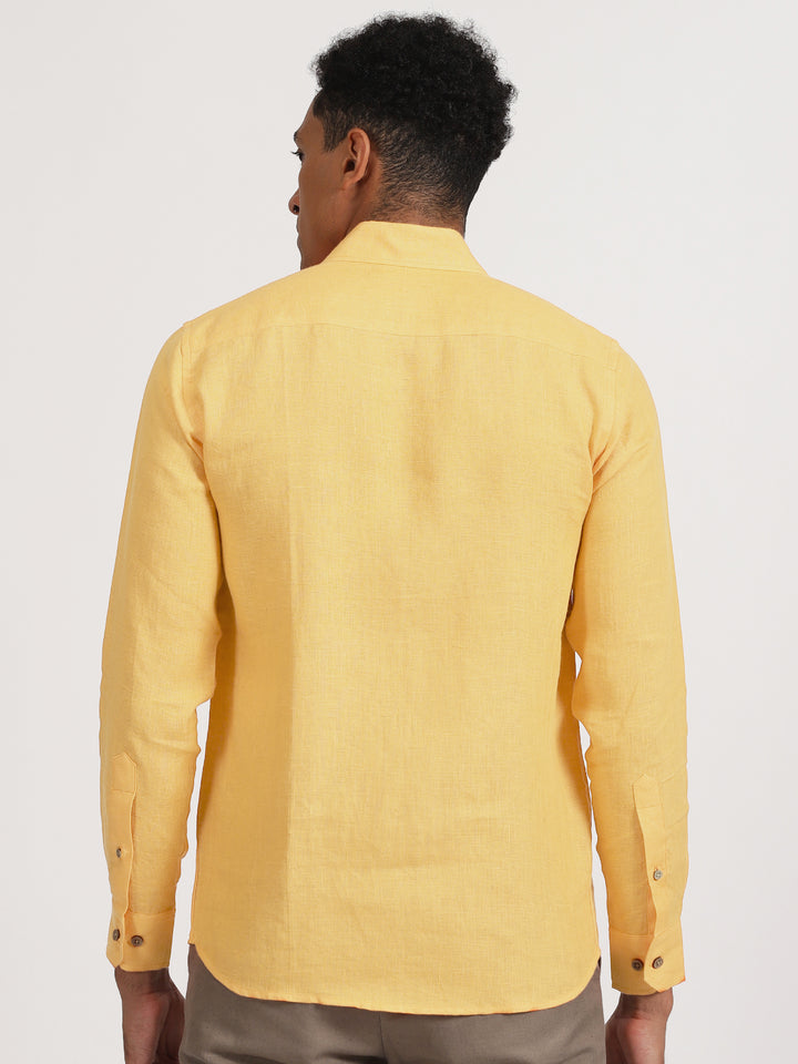 Harvey - Pure Linen Full Sleeve Shirt - Spectra Yellow