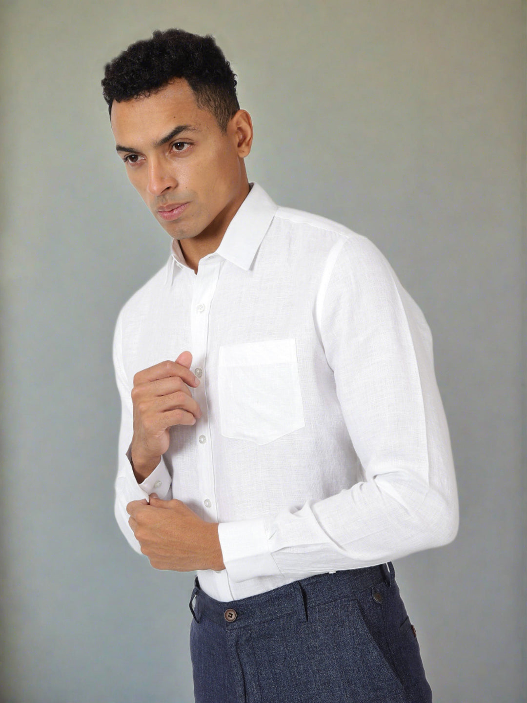 Harvey - Pure Linen Full Sleeve Shirt - White