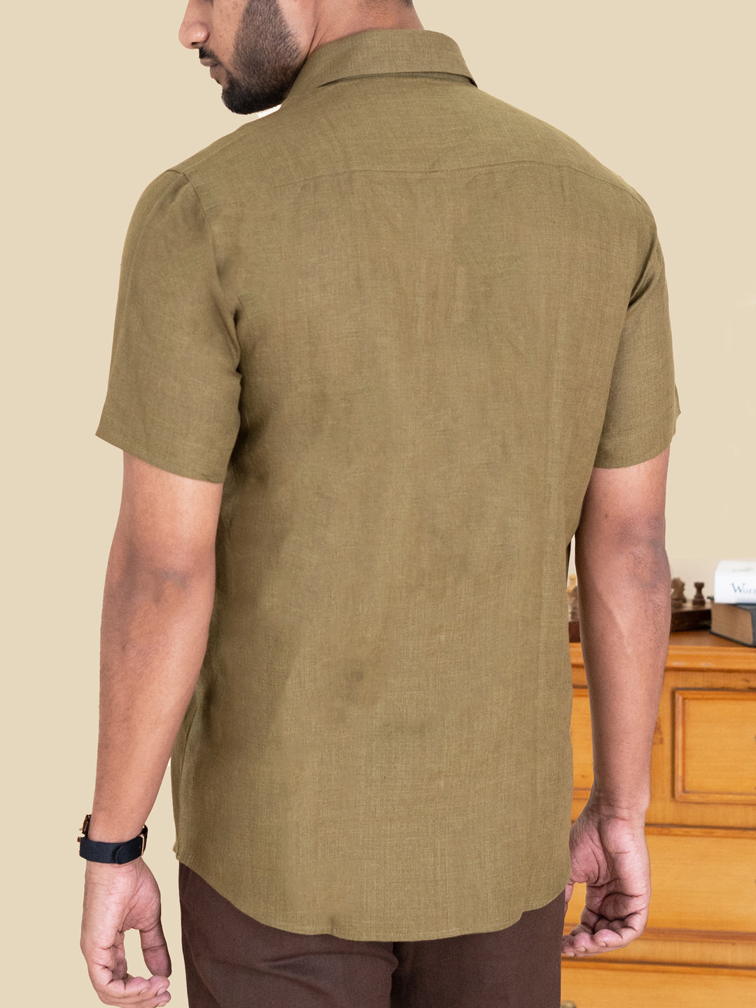 Harvey - Pure Linen Half Sleeve Shirt - Hunter Green