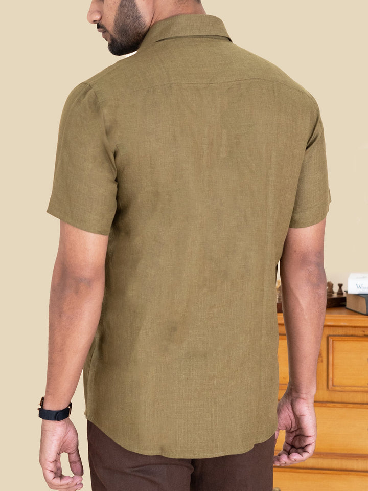 Harvey - Pure Linen Half Sleeve Shirt - Hunter Green | Rescue