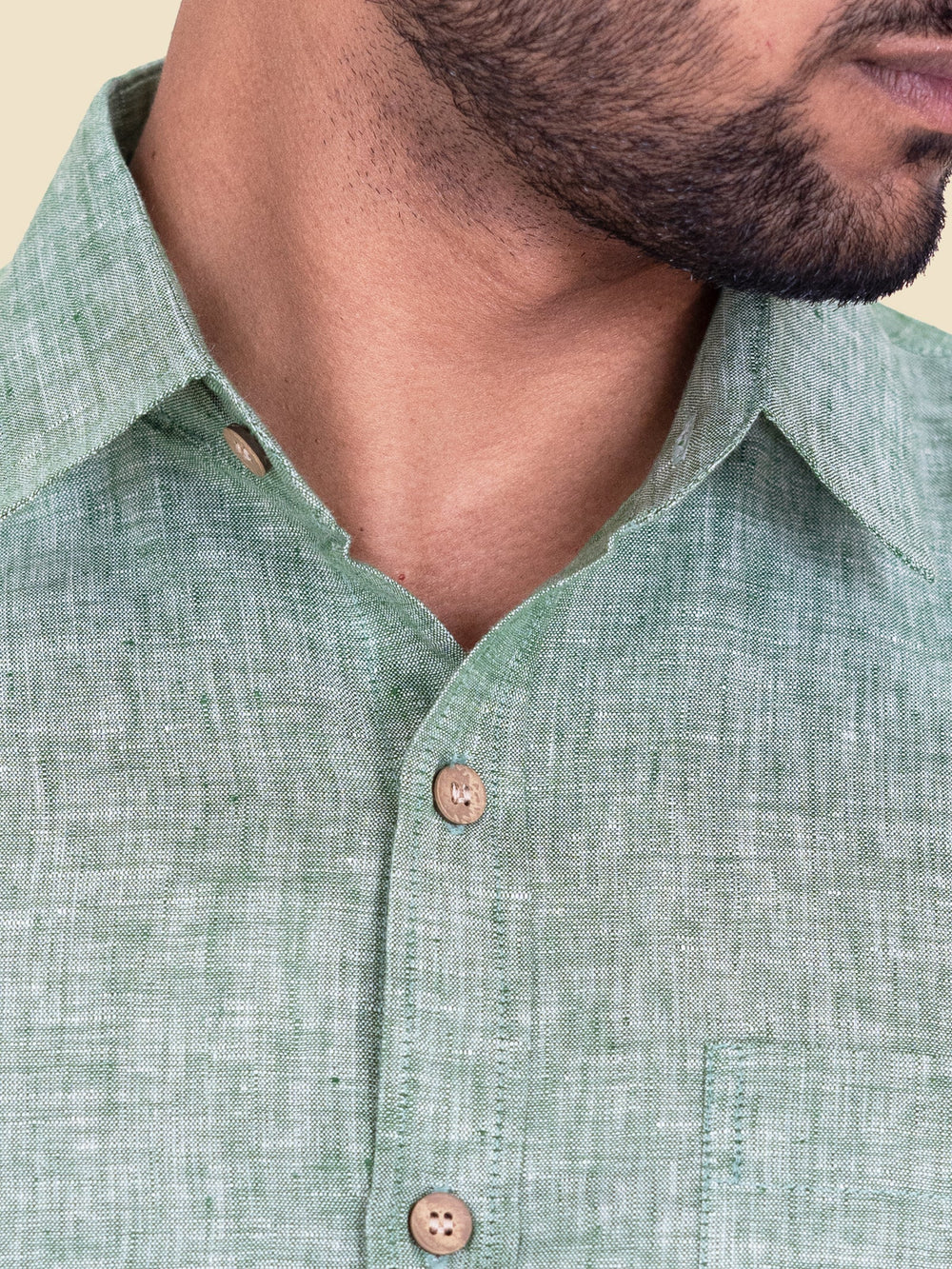 Harvey - Pure Linen Half Sleeve Shirt - Spring Green | Rescue