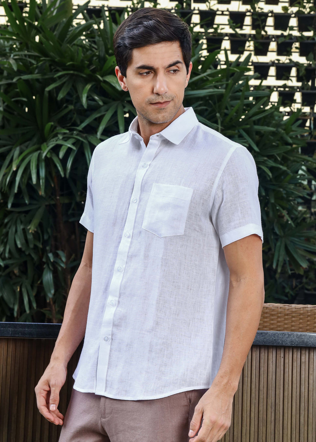 Harvey - Pure Linen Half Sleeve Shirt - White