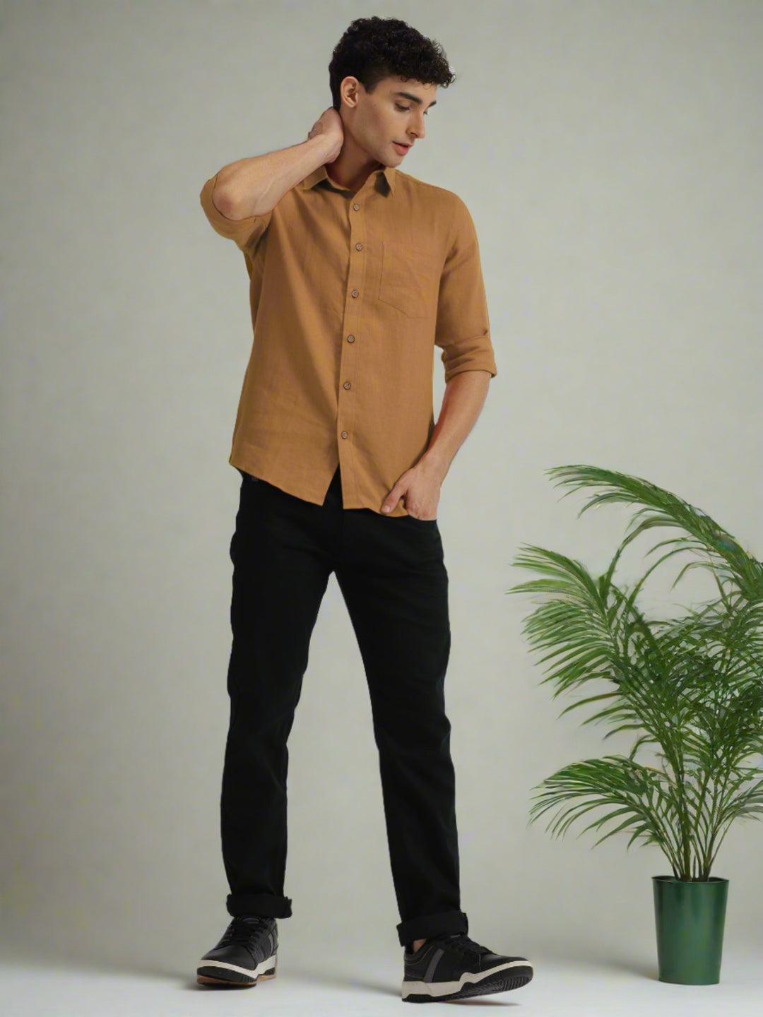 Mustard Brown Pure Linen Full Sleeve Shirt Linen Trail Mustard Brown Pure Linen Full Sleeve Shirt Linen Trail