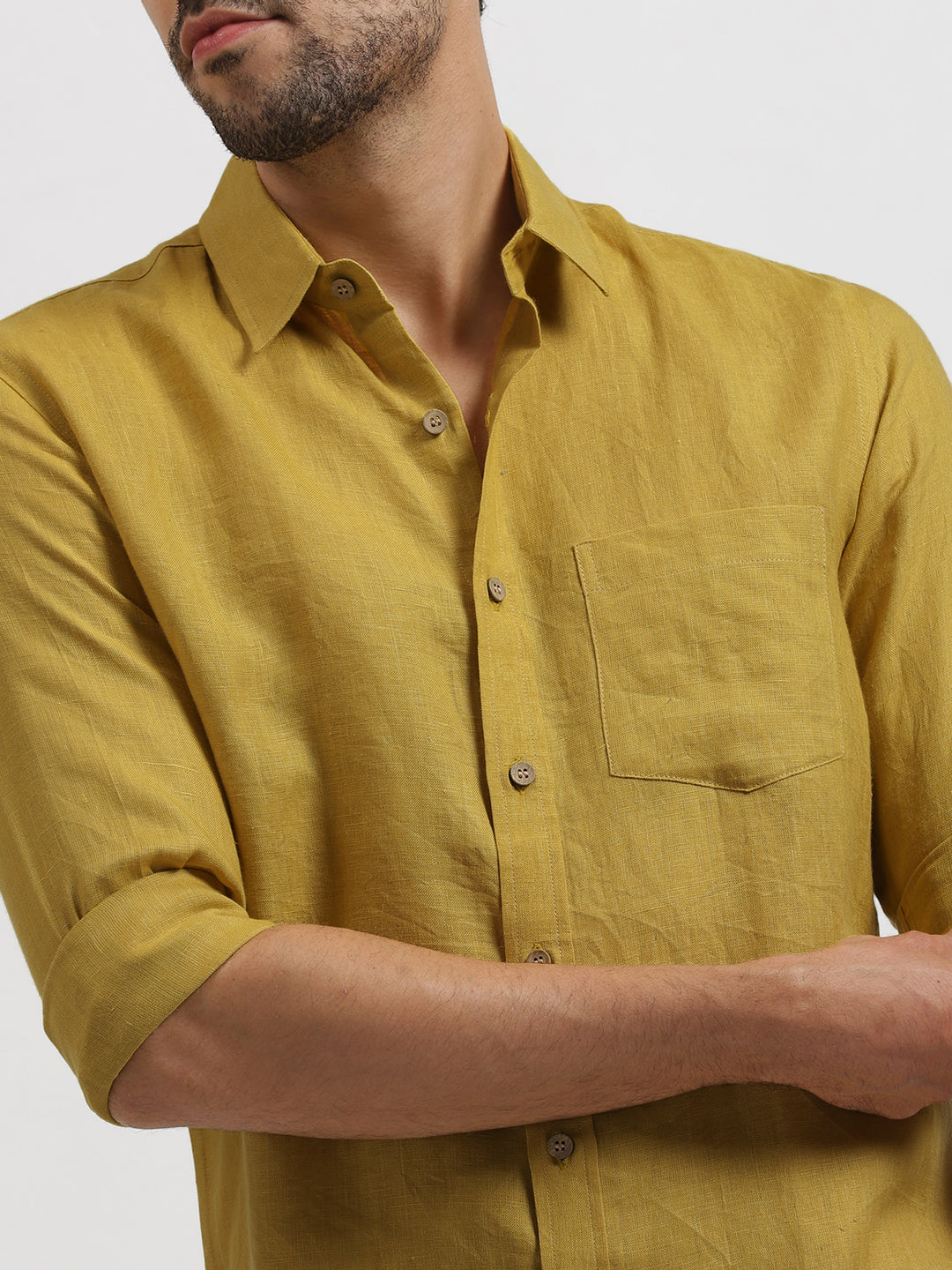 Harvey - Pure Linen Full Sleeve Shirt - Sunburst Yellow (Factory Rescue)