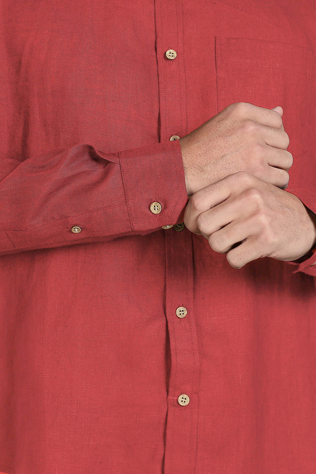 Harvey - Pure Linen Full Sleeve Shirt - Terracotta Red