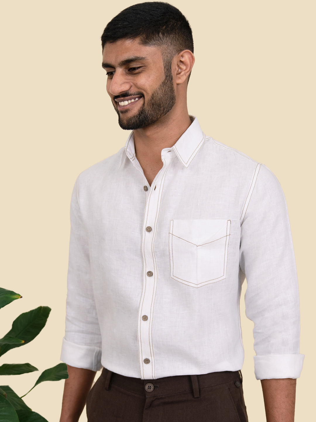 Hogan - Pure Linen Full Sleeve Shirt - White