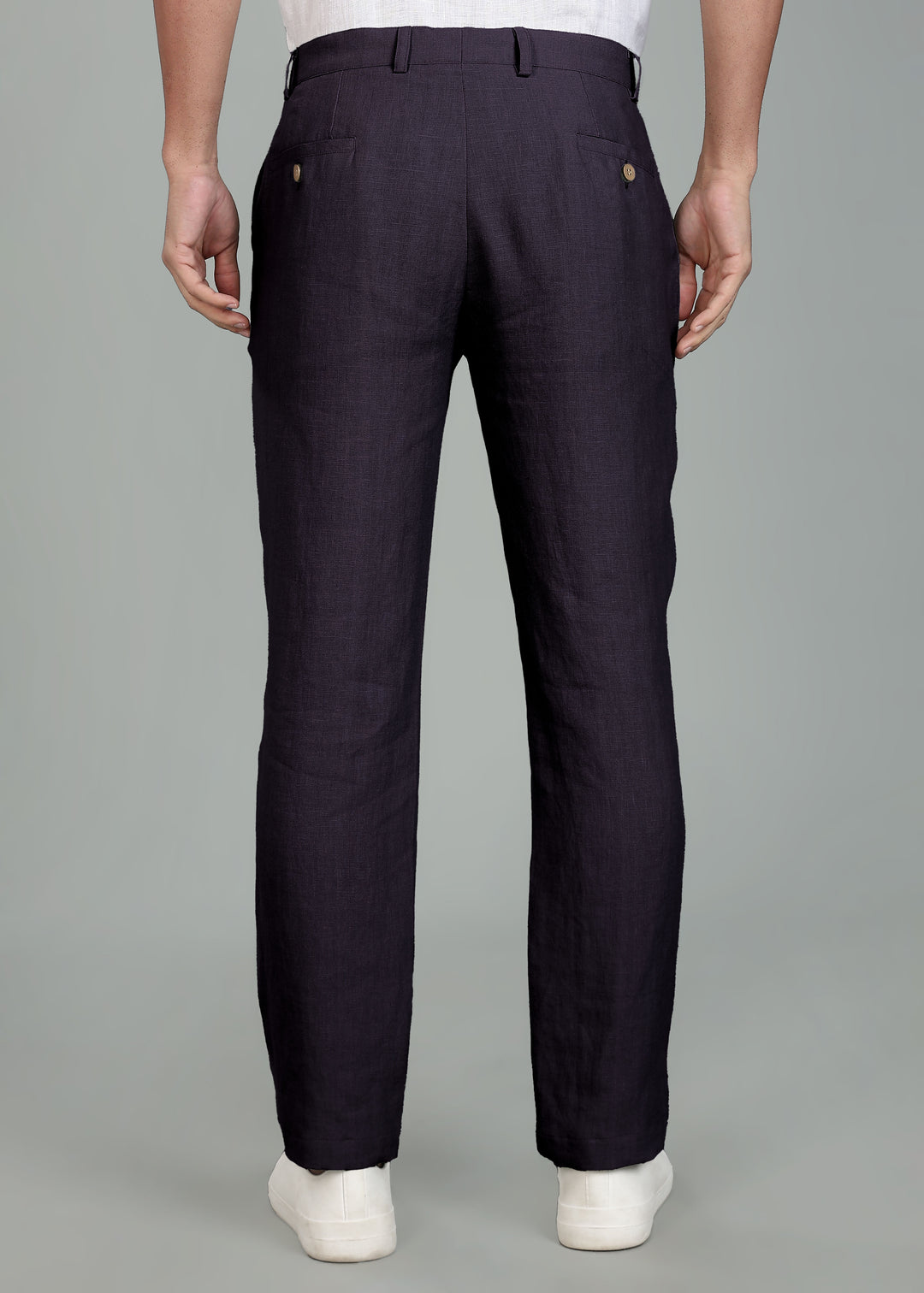 Ian Pure Linen Trousers - Dusky Violet