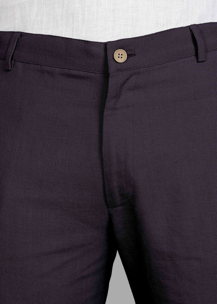 Ian Pure Linen Trousers - Dusky Violet