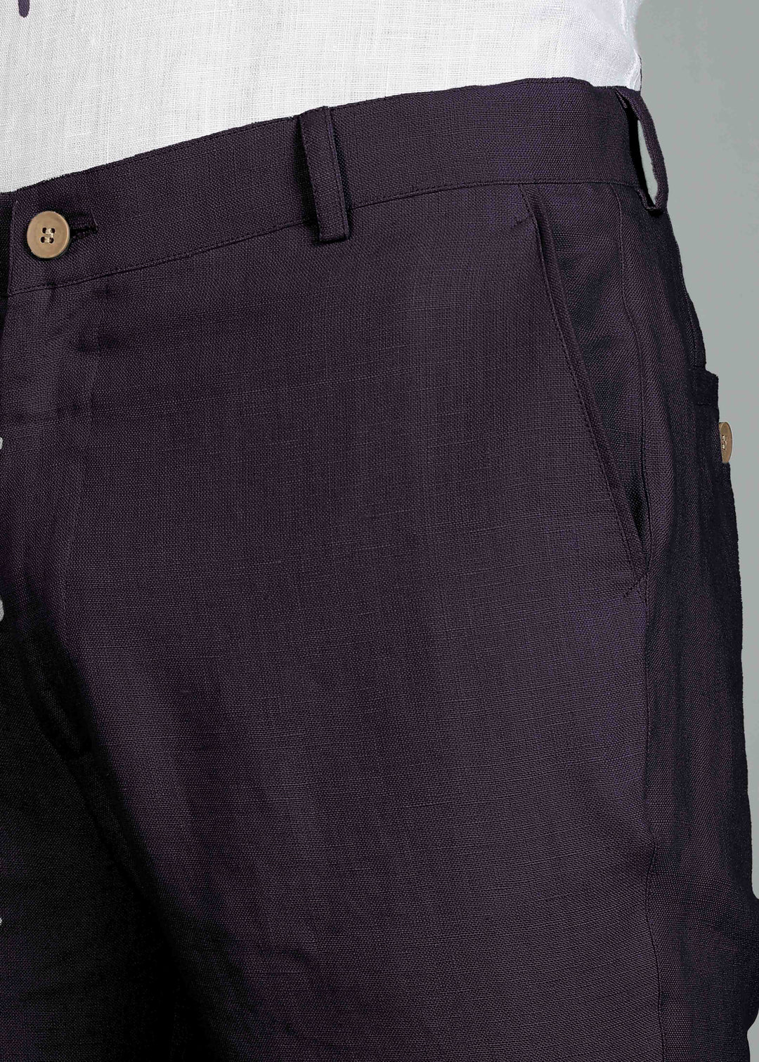 Ian Pure Linen Trousers - Dusky Violet