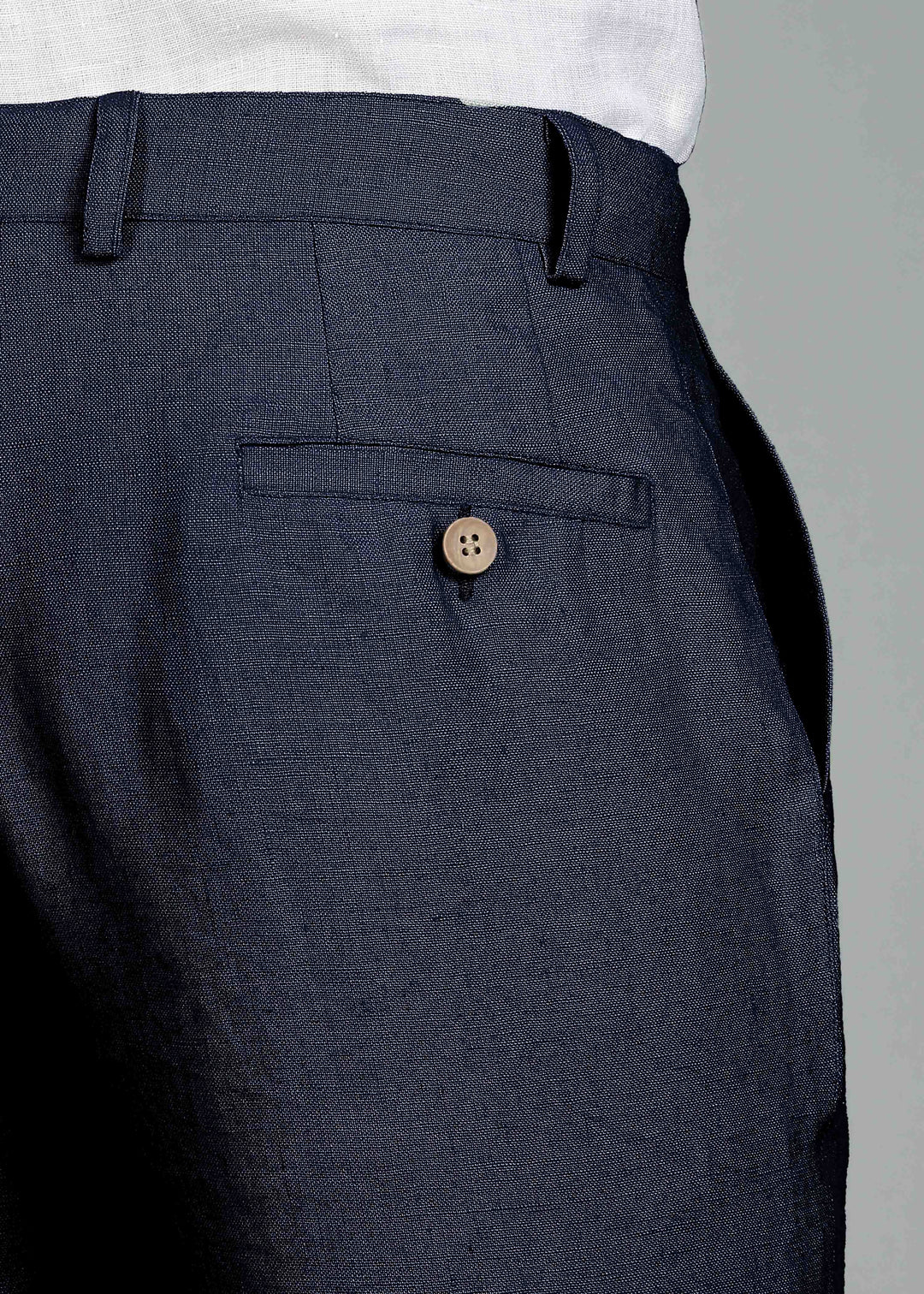 Ian Pure Linen Trousers - Navy Blue
