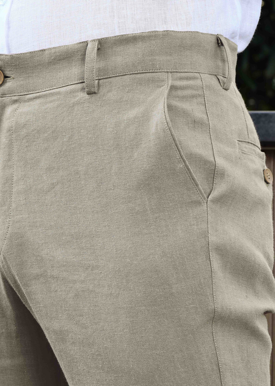 Ian Pure Linen Trousers - Artichoke Green
