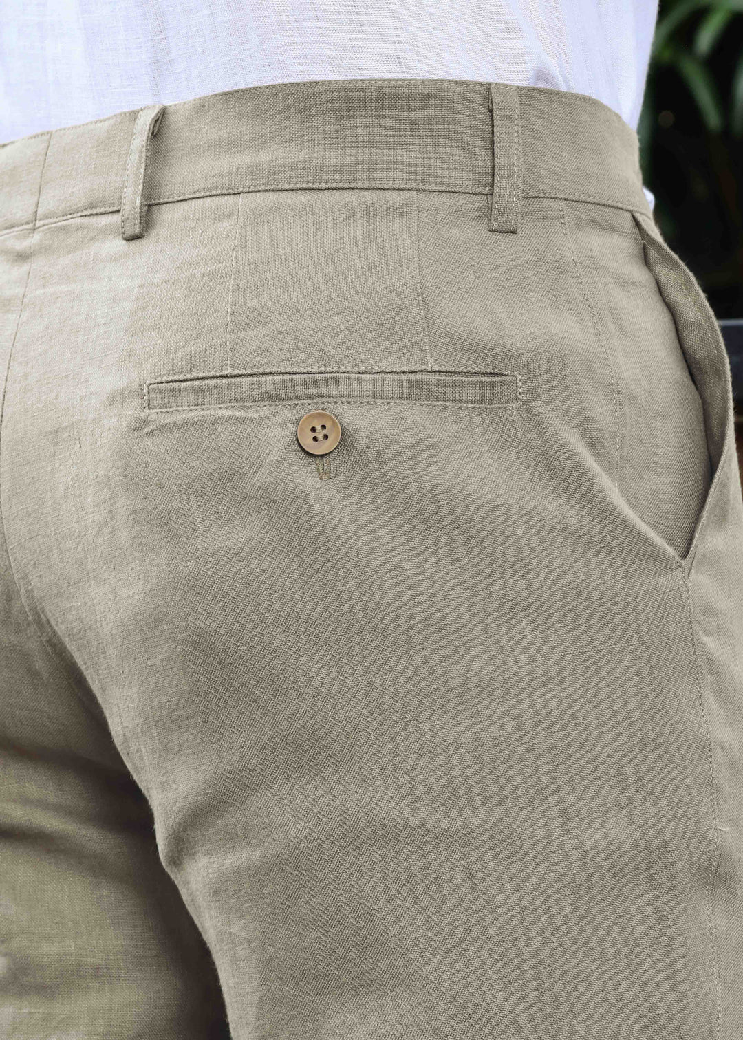 Ian Pure Linen Trousers - Artichoke Green