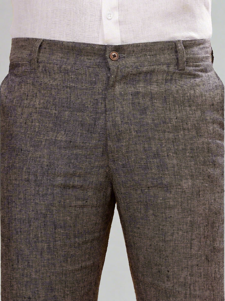 Ian Pure Linen Trousers - Black Chambray