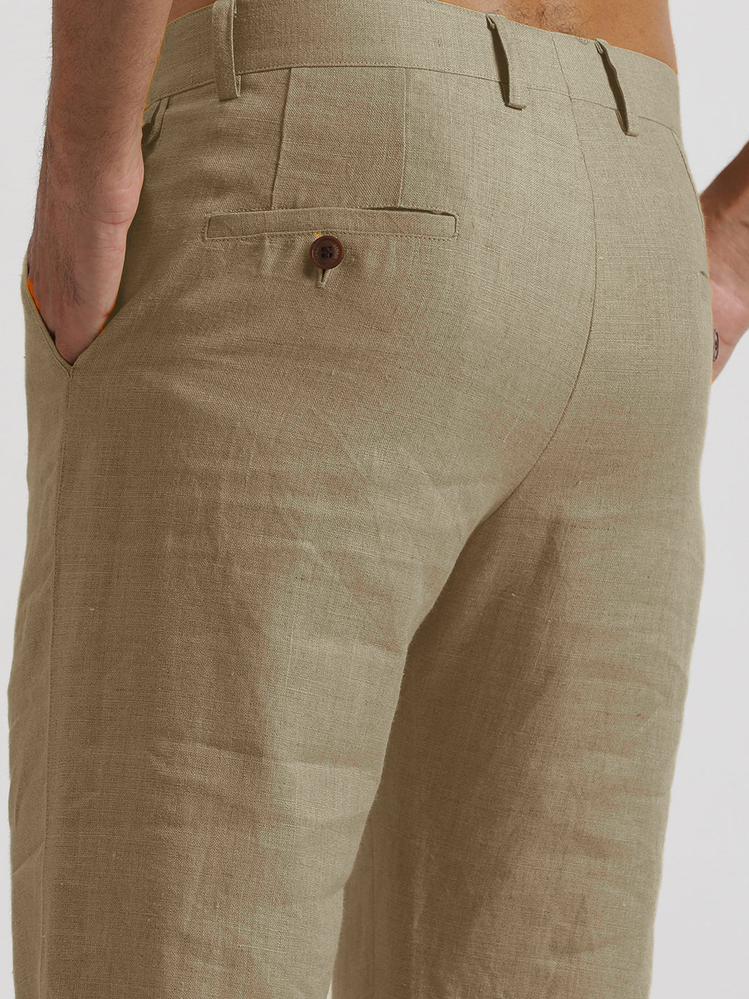 Ian Pure Linen Trousers - Cappuccino Beige