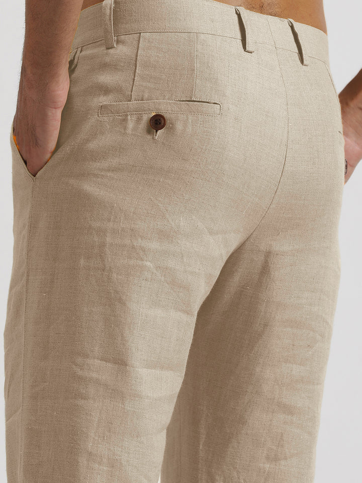 Ian Pure Linen Trousers - Light Beige