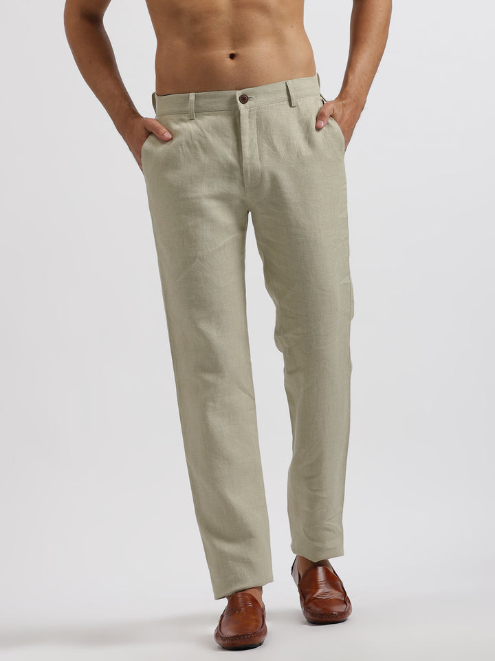 Ian Pure Linen Trousers - Ecru