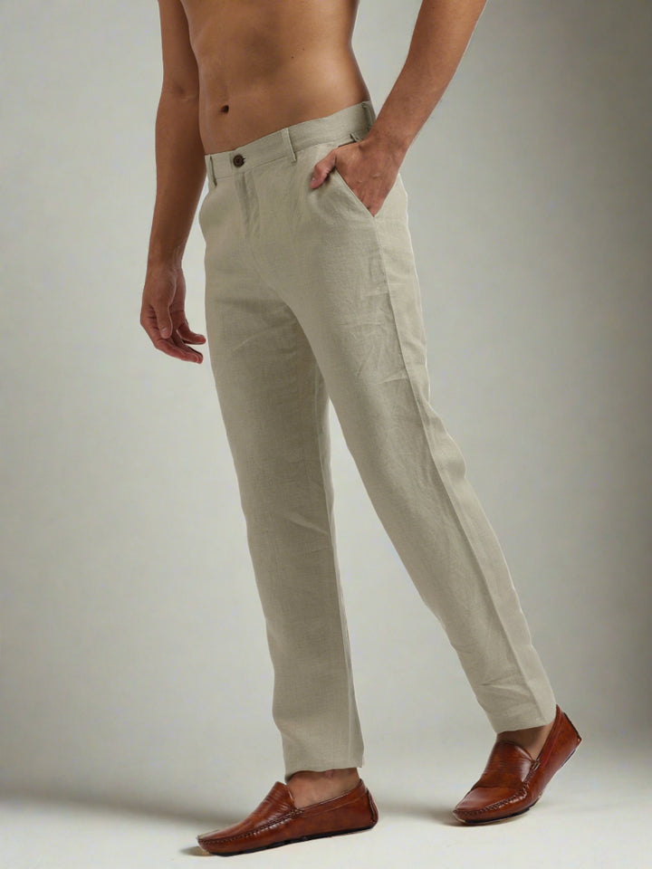 Ian Pure Linen Trousers - Ecru