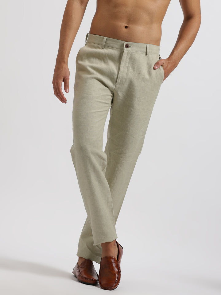 Ian Pure Linen Trousers - Ecru