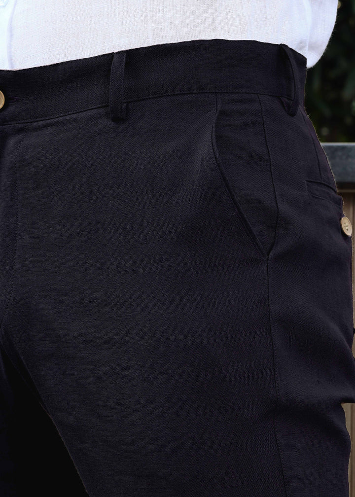 Ian Pure Linen Trousers - Regal Blue