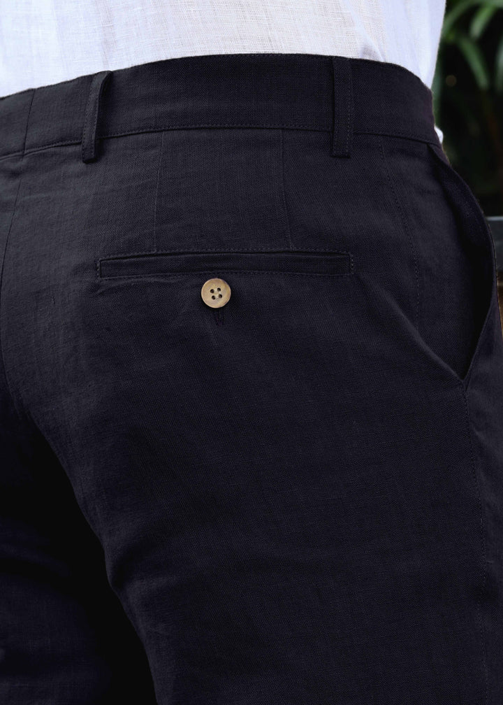 Ian Pure Linen Trousers - Regal Blue